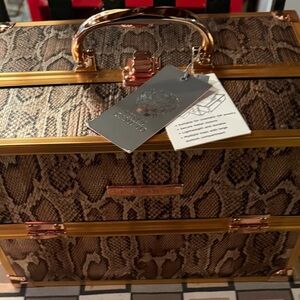 Vince Snake Print Train  Case with Gold Details